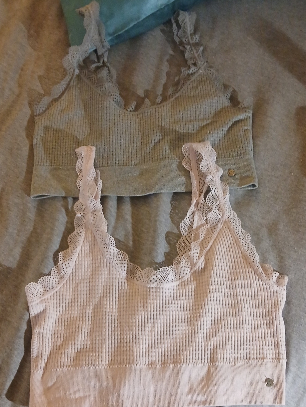 Lace-Trim Ribbed Bralette Tank Top - Pink